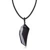 Obsidian Wolf Fang Amulet Good Luck Pendant Necklace Leather Chain Men's