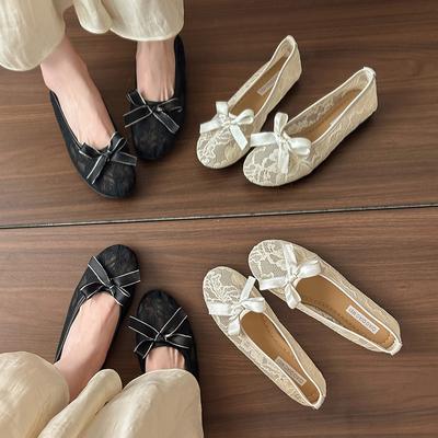 Летняя обувь на полой мягкой подошве, не утомляющая ноги, женская обувь на плоской подошве, туфли-бини, тканевая обувь, одинарная обувь, кружевная женская обувь, дышащая обувь для беременных