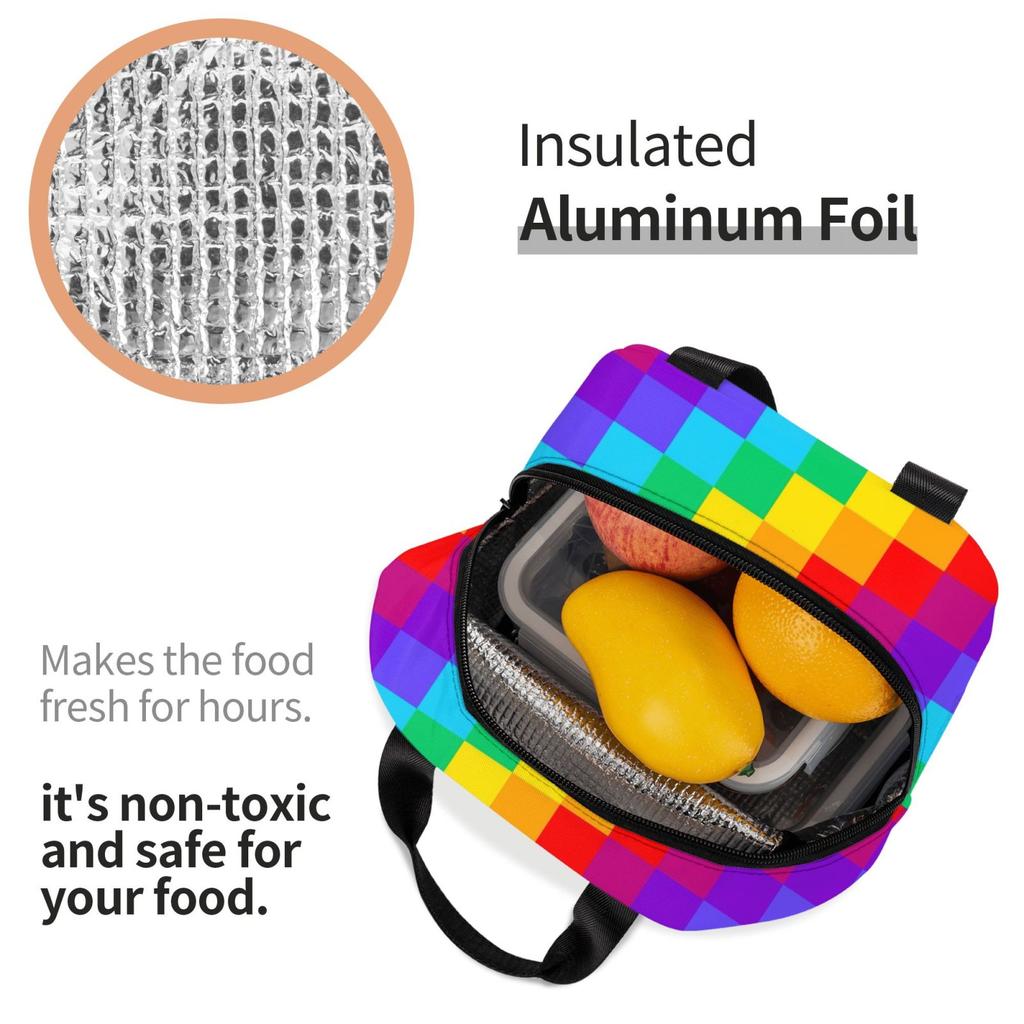 Color Race Checkered Flag Pattern Insulated Lunch Box Leak-proof Thermal Cooler Lunch Bag for Men Women Kids Work Trip Picnic