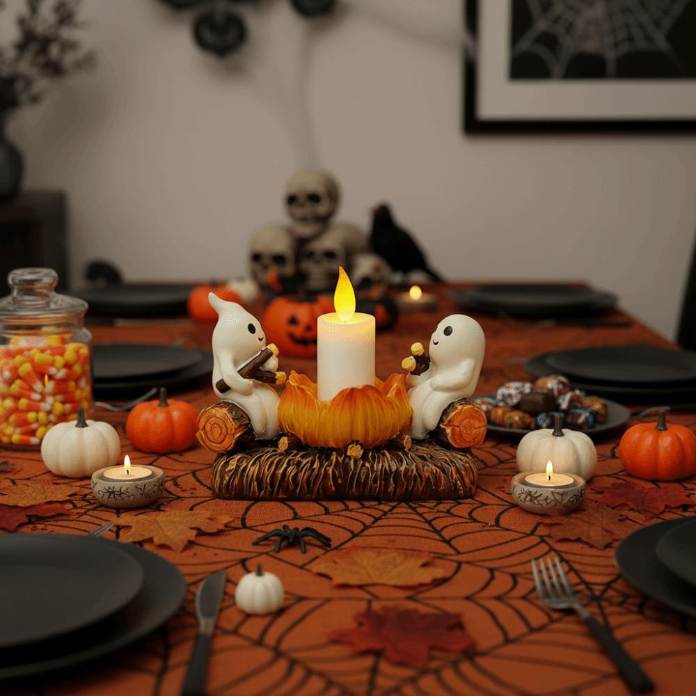 Removable Firewood Pile Halloween Desk Ghost Torch Figurine Tea Table