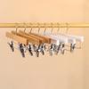 White Wooden Pants Hanger,5 Pack Durable Skirt Hangers with Adjustable Clips for Jeans Slacks Shorts,Heavy Duty Clip Hangers