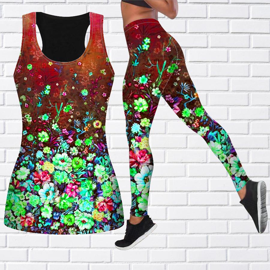 Экипировка для йоги с морем великолепных цветов и принтом для женщин, модные леггинсы для тренировок, спортивные повседневные штаны для фитнеса и йоги