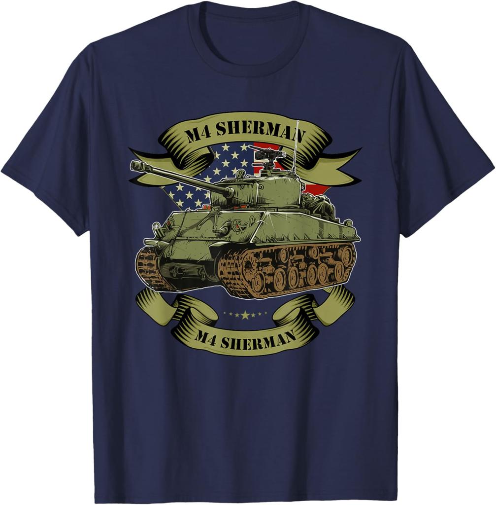 WWII US Army M4 Sherman Tank TShirt 100 Cotton ONeck Short Sleeve Summer Casual Mens Tshirt Streetwear