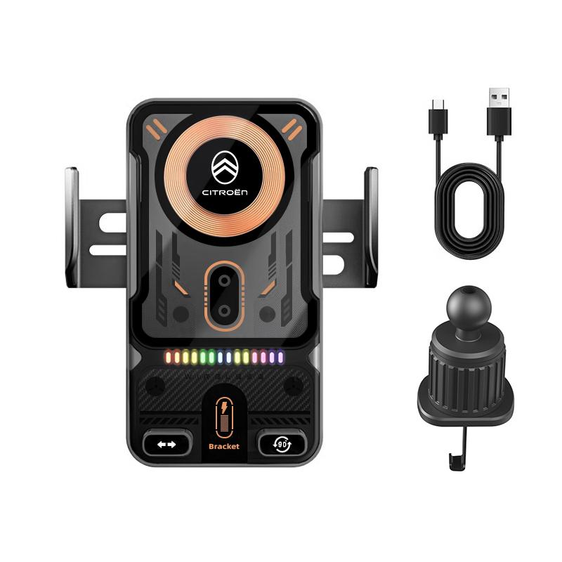 Car Mobile Phone Holder 15W Wireless Charger Intelligent Infrared Bracket For Citroen C4 C3 C5 AIRCROSS C5X Cactus PICASSO e-C3 FL7