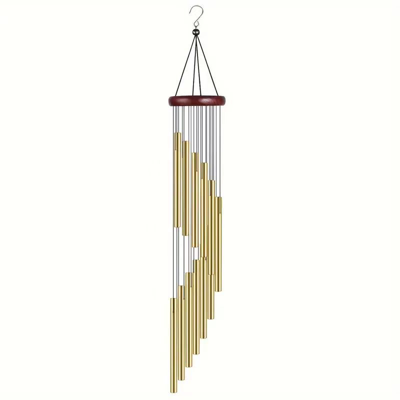 Metal Rotating Wind Chime High-level Sense Step-by-step High-rise Aluminum Pipe Tuning Wind Chime 12-tube Rotating Solid Wood Aluminum Pipe