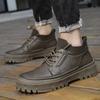 Ботильоны из натуральной кожи цвета хаки, мужские повседневные ботинки, мужская рабочая обувь, осенне-зимние мотоциклетные ботинки, ботинки из коровьей кожи