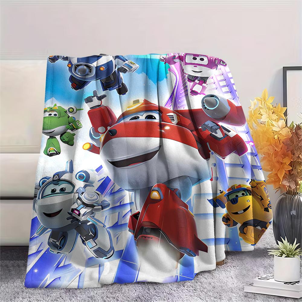 1 шт. Фланелевое одеяло с принтом Super Wings, Высококачественное, Удобное для всех сезонов, Декор для дома, Тепло и уют, Идеально для рождественских подарков