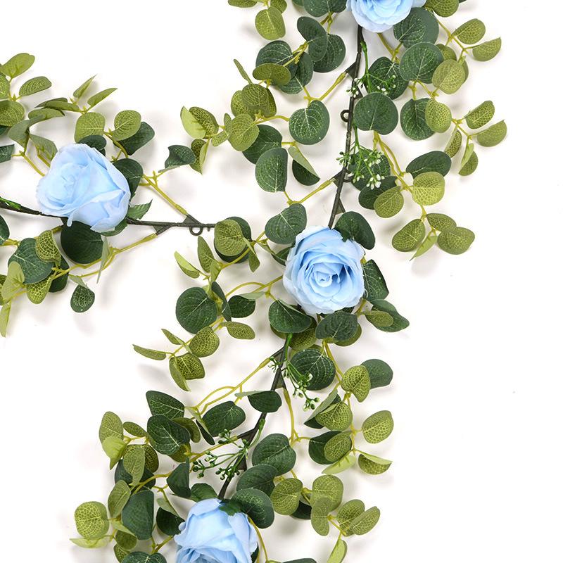 10 глав розы искусственный ротанг свадебный декор стены шелковые листья эвкалипта растение Цветочная гирлянда эвкалипт декор из ротанга
