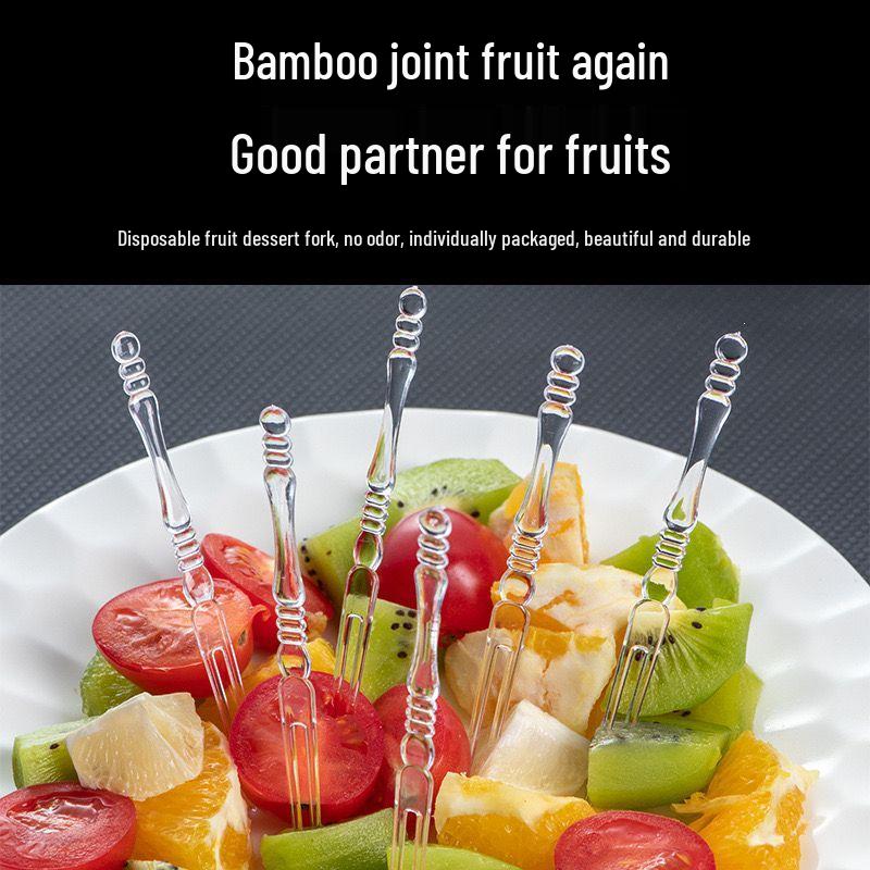 Transparent Disposable Fruit Forks for Cake, KTV, Bar, Household Use