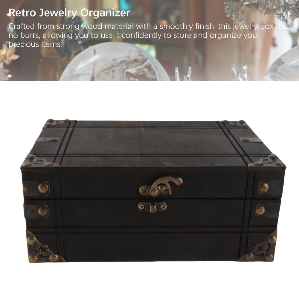 Wood Storage Organizer Box Without Lock Jewelry Chest Box Trinket Storage Box Home Decor