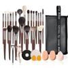 OVW Natural Makeup Brushes Set Eyeshadow Goat Hair Face Powder Kit Professional Cosmetic Crease Tools, XQN22PCS-3