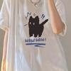 Женская ретро футболка с принтом котенка, повседневная, с коротким рукавом, американский уличный тренд, футболка с узором, одежда в стиле Харадзюку