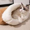 Спальный мешок для кошки Уютный зимний плюшевый мешок для кошки Теплая лежанка-пещера для питомца Тоннель для котят Успокаивающая лежанка Укрытие для питомца для котят, щенков, кроликов
