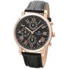 Salvatore Marra Men's Watch, Simple, Slim, Analog Quartz Movement, Chronograph, Leather Strap, Pink Gold, Black with Cross, PGBK