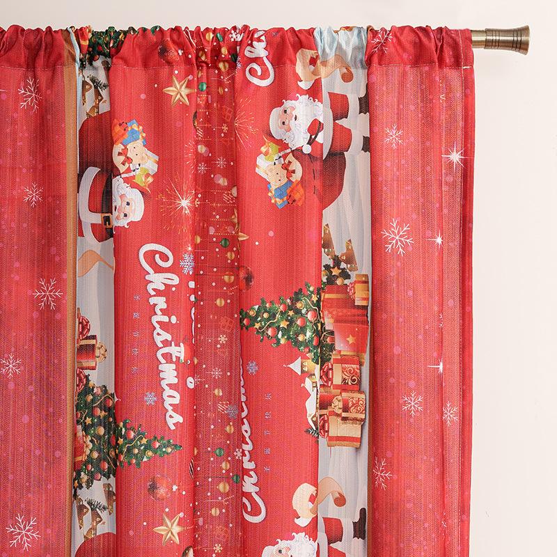 Рождественские Американские Шторы Дверные Шторы Санта Готовые Шторы Украшение Без Сверления Готовые Шторы Большие Окна