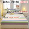 3-Piece Simple Modern Stripe Pattern Matte Three Piece Fitted Sheet Set, Bedroom Printed Bed Cover Set, Bedding