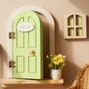Simulation Balcony Wooden Fairy Elf Door Set Mini Craft Ornaments Fairy Door Fairytale-Style Room Wall Decor Dollhouse Elf Door