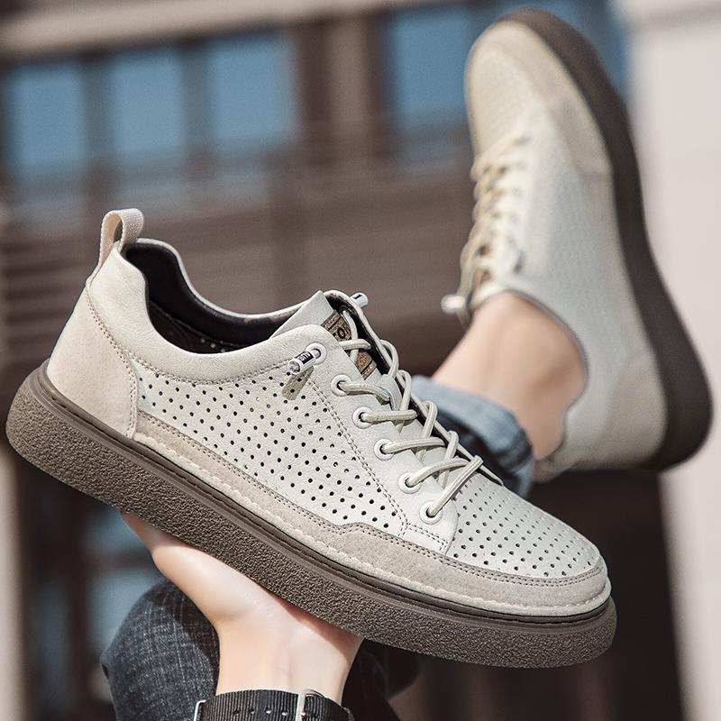 Модная мужская повседневная обувь из натуральной кожи, новые мужские кроссовки на шнуровке, дышащая обувь для вождения, классическая обувь для скейтбординга, для мужчин