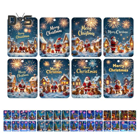 8 шт. Рождественская открытка Подвеска Рождественский кошелек Карты Двусторонняя лента Рождественская елка Печать Держатель для денег Украшение Зажим для денег Украшение