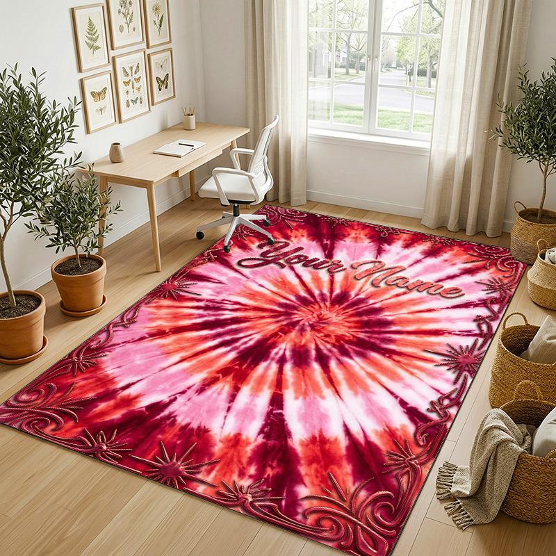 Decorative Artwork Theme Crystal Velvet Rug Personalized Custom Name Text Soft Floor Mat Home Decor