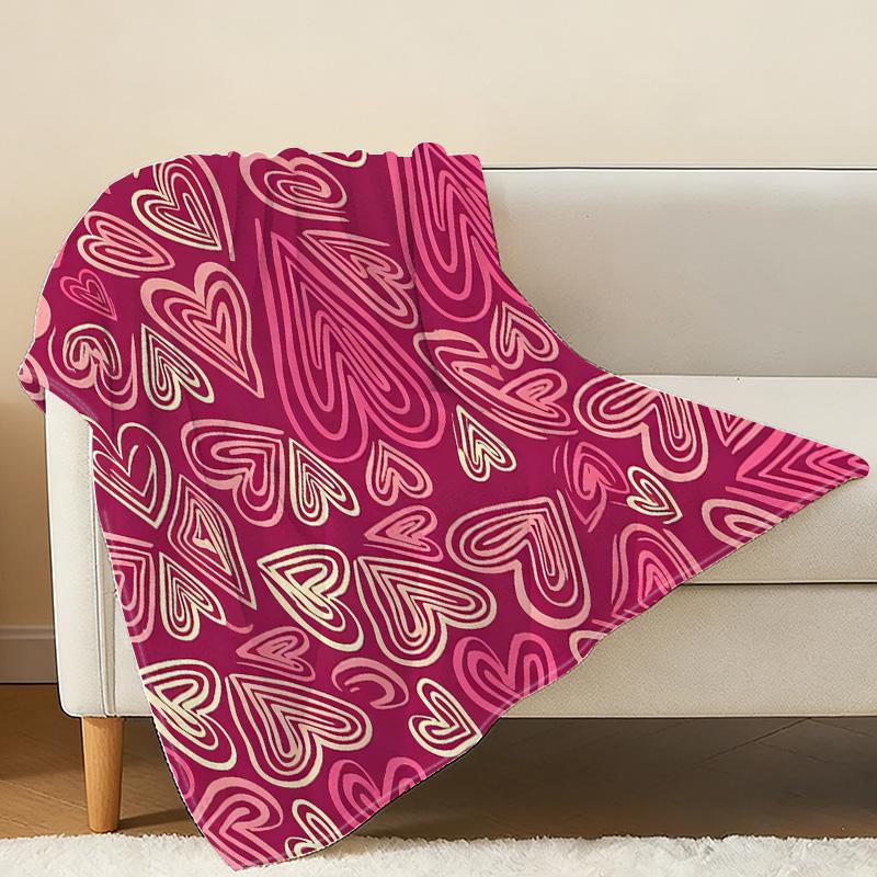 Lightweight Heart Series Flannel Blanket Soft, Cozy & Versatile Throw, Vibrant Colors for Home Office Napping, Car Decor & Valentine's Gift