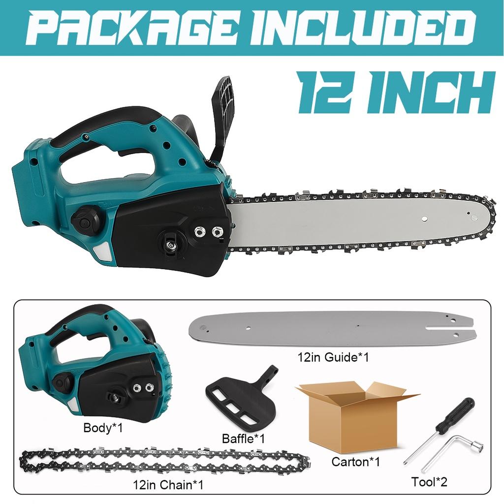 1000W 12 Inch Cordless Electric Chain Saw Garden Woodworking Power Tool Brushless Motor Wood Cutter For Makita 18V Battery