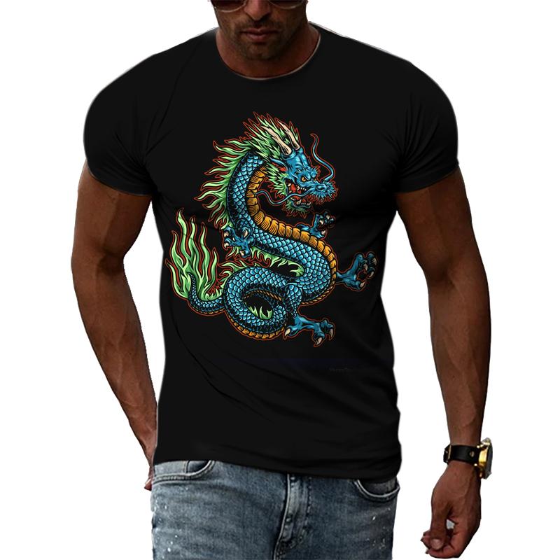 Summer Fashion Chinese Dragon Men T-shirts 3D Trend Casual Personality Cool Style Printing Tees Hip Hop O-neck Short Sleeve Tops