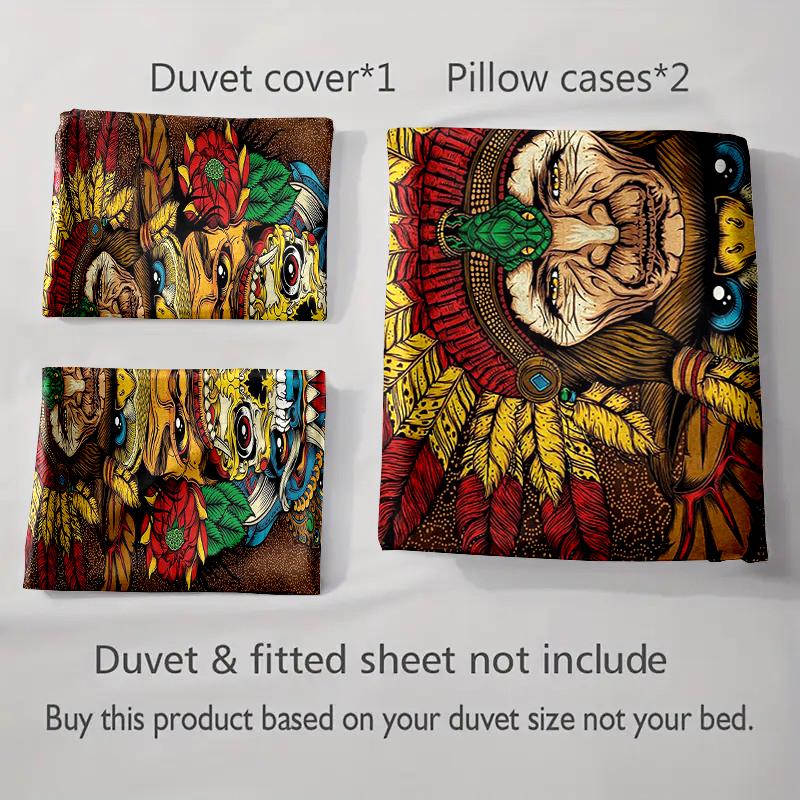 Animal face tribal headdresses. Bedding sets Duvet cover sets Duvet covers Pillowcases(1 * Duvet Cover 2 * Pillowcases, without duvet insert)