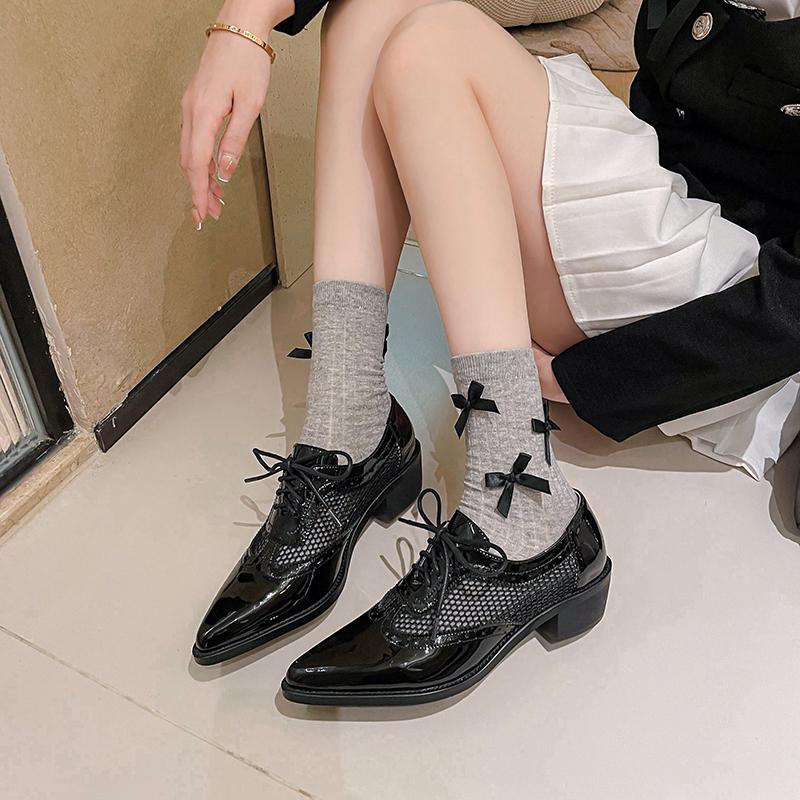 2024 Новые весенние оксфорды из сетчатой ткани, женская обувь, женские туфли-броги, дерби, острый нос, туфли на шнуровке, женская обувь для женщин