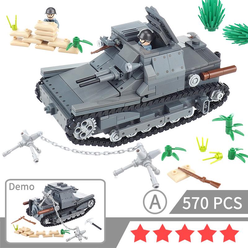 Ультралегкий Танк CV-33 Строительные Блоки MOC Военные Фигурки WW2 Оружие Войны Сцены Войны Сопротивления Модели Детские Подарки Игрушка для Мальчика