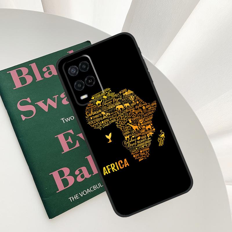 Africa Map Geography Painted Case For Oppo A58 A78 A98 A15 A16 A17 A52 A72 A76 A96 A54 A74 A94 A57 A77 A54S A57S Cover