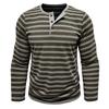 Men's Casual Long-Sleeved Shirts Striped Shirts With Three-Button Tops