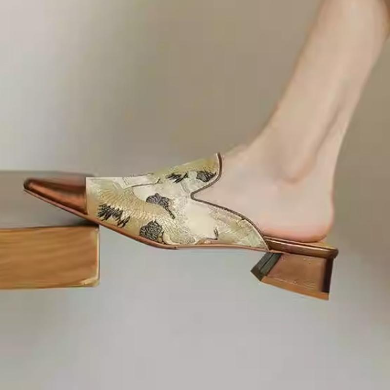 Модные женские тапочки с квадратным носком, весенние туфли на среднем каблуке, модные туфли-слингбэки, ретро-элегантные женские туфли-лодочки, тренд 2025, нарядные уютные женские туфли