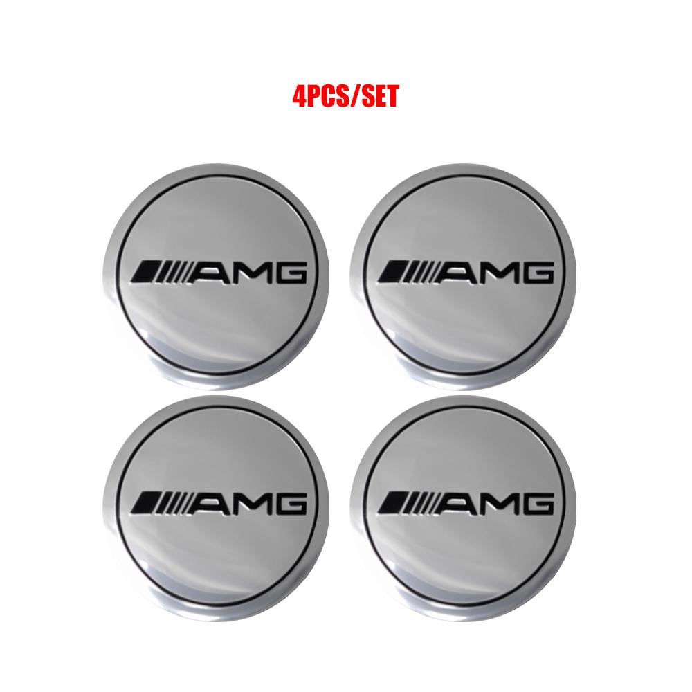For Mercedes Benz AMG A B C E M R G S Class GLA GL CLA CES CLS SLK 4pcs 56/60/65mm Wheel Center Hub Cap Stickers Auto Accessorie