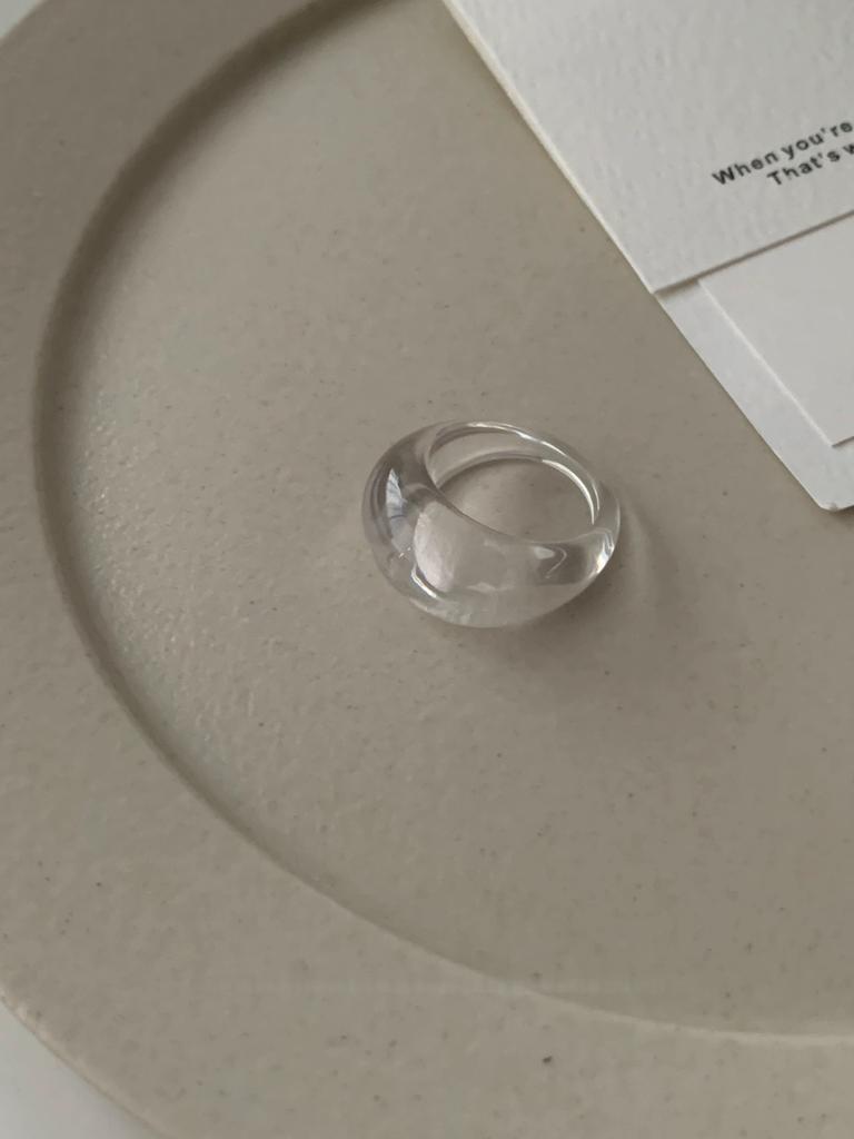 Acetate Resin Ring Wide Curved Band Vintage Minimalist Normcore Statement Index Finger Zircon for Women