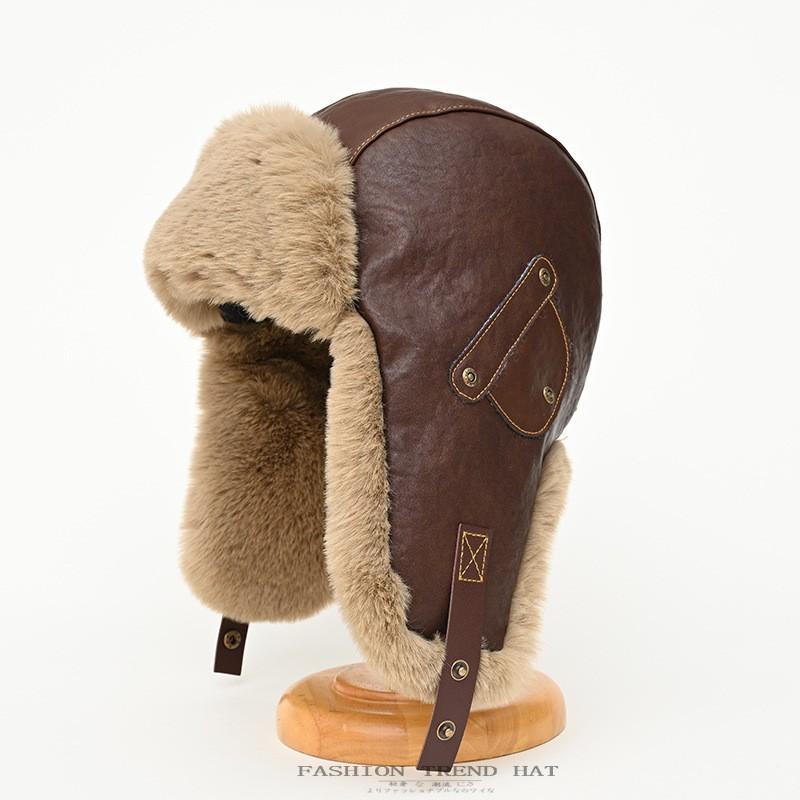 Винтажная кожаная кепка Lei Feng, зимняя, мужская и женская, теплая, пилотная, утолщенная, с подкладкой, для велоспорта, лыж, защиты ушей