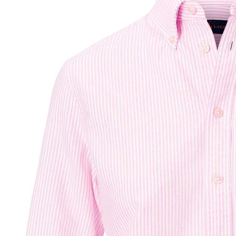 Polo Ralph Lauren Ss22 Хлопковая рубашка с воротником на пуговицах и длинным рукавом в полоску Женские рубашки Розовая 211743355-005