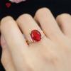 Red Oval Shape New Temperament Opening Rings For Women Zircon Engagement Party Fine Delicate Jewelry Gift