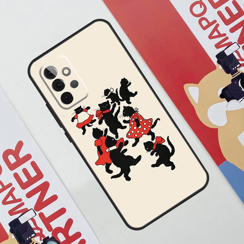 Черный Кошачий Мордочка Китти Чехол Для Samsung Galaxy A52 A32 A12 A56 A36 A16 A13 A23 A33 A53 A54 A34 A14 A15 A35 A55 A17