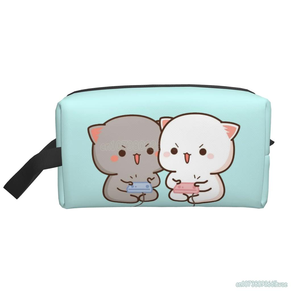 Парные косметички Mochi Cat для женщин и девочек, большая вместительная косметичка для путешествий, портативная водонепроницаемая сумка для хранения туалетных принадлежностей