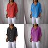 Linen Cotton Buttonup Shirt For Women With Loose Fit And Mandarin Collar For Casual Summer Wear