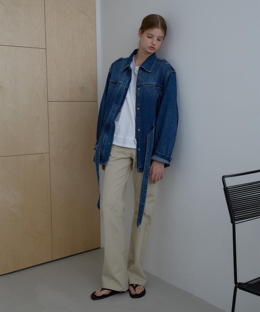 CCOMA Cmj36 Sand Herringbone Flare Pants
