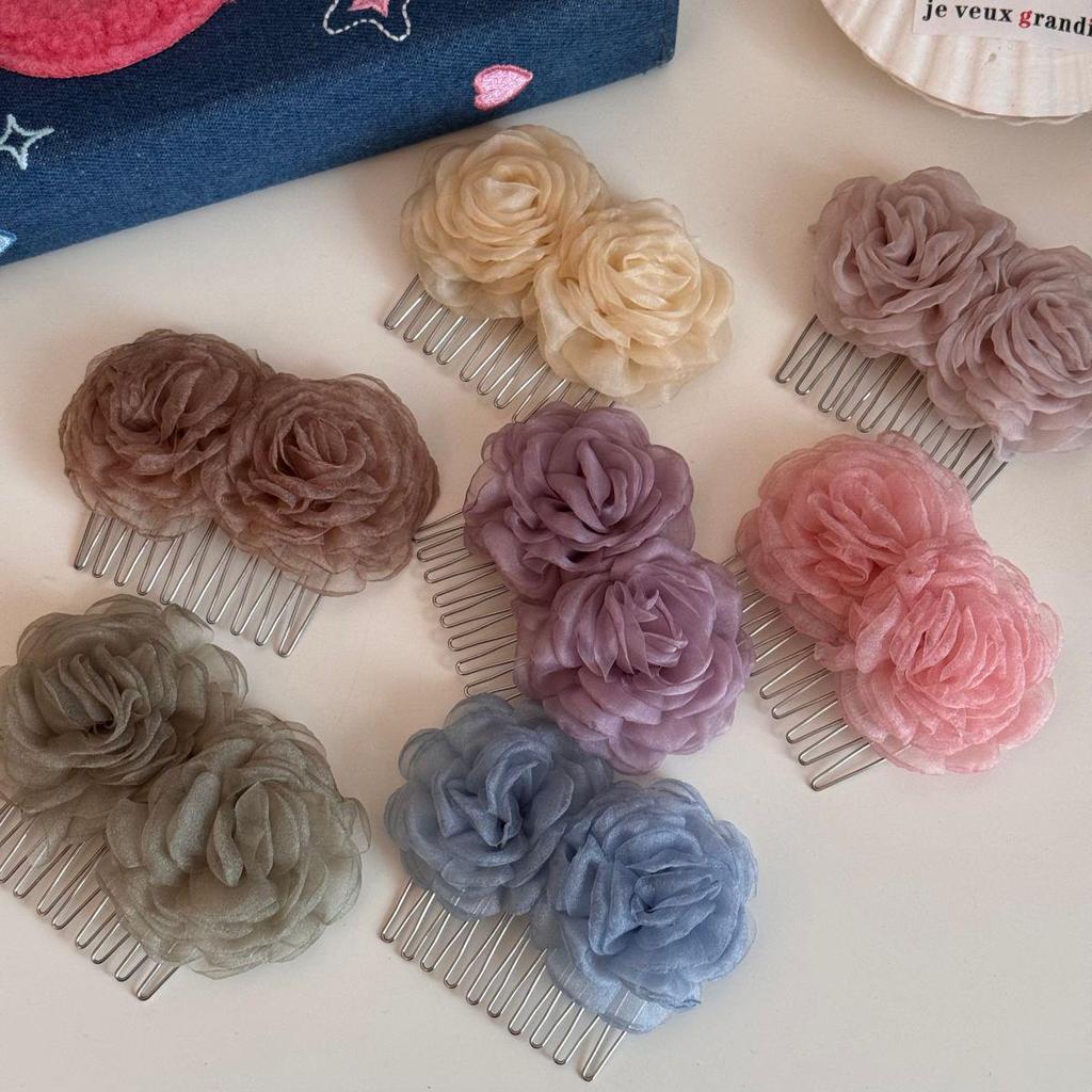 Mist Veil Rose Shadow Hair Comb: Elegant, Stylish Updo Accessory