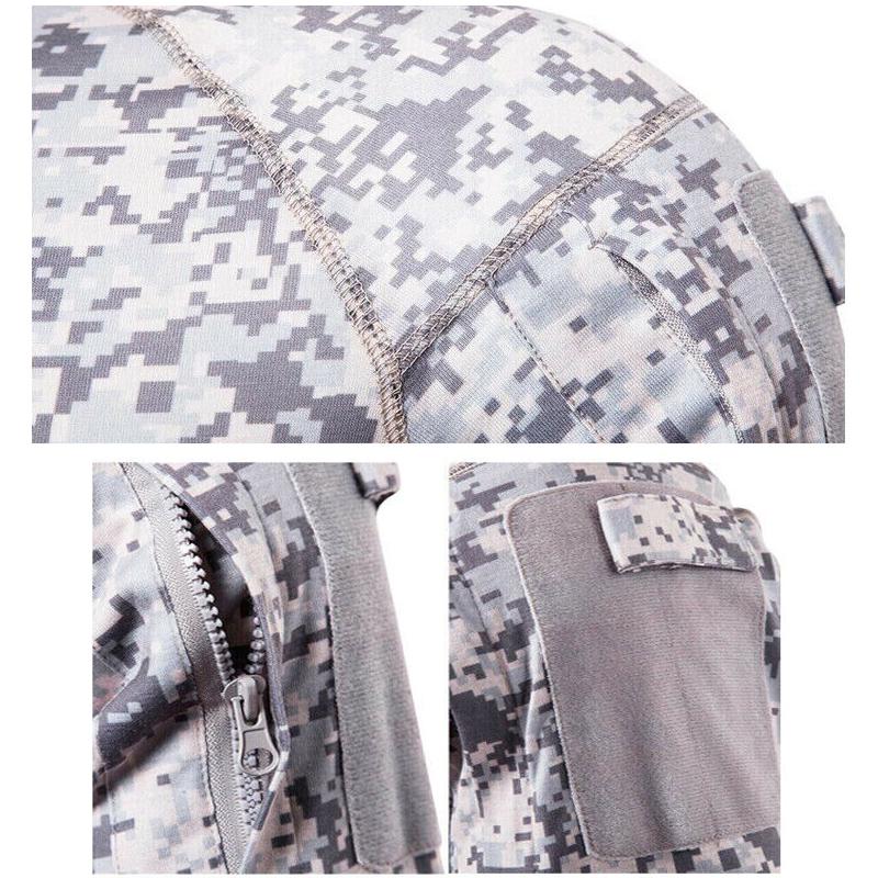 Мужская камуфляжная футболка с длинным рукавом, эластичные рубашки на молнии, военная тактическая рубашка