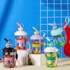Anti Drop Cute Straw Cup Leak-Proof Plastic Water Bottle BPA-Free Summer Mixing Cup Travel