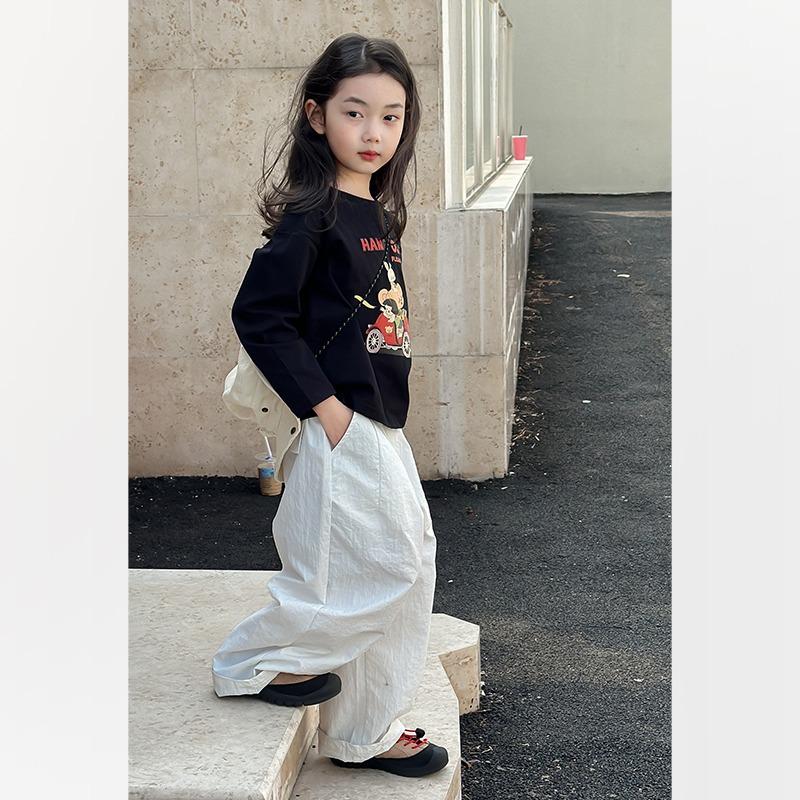 Детская модная футболка с длинными рукавами весна-лето для девочек с рисунком из мультфильма повседневная базовая рубашка топ