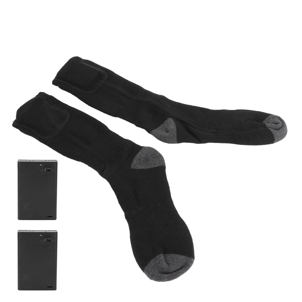 Зимние виды спорта на открытом воздухе Утолщенные электрические носки с подогревом Батарея Отопление Хлопковые чулки Черные