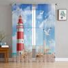 Sea Beach Lighthouse Starfish Seagull Sheer Window Curtains For Living Room Bedroom Modern Tulle Curtains Fabric Drapes