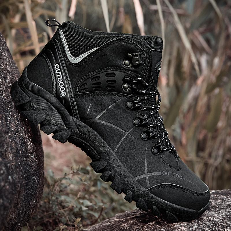 Large Size 46 Super Warm Men's Hiking Boots Winter Trekking Tourism Shoes Wear-resistant Tactical Sneakers Women Mountain Boots