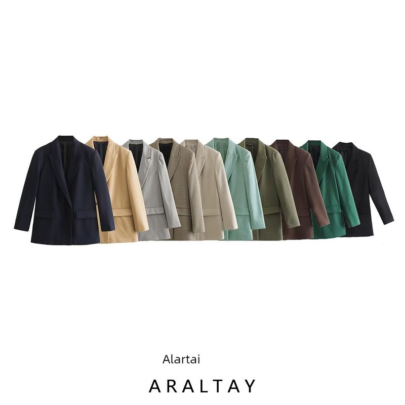 Araltay Новое поступление Модный стиль Женская одежда Модный Универсальный Однотонный Приталенный Двубортный Костюм Верхняя одежда 2753122